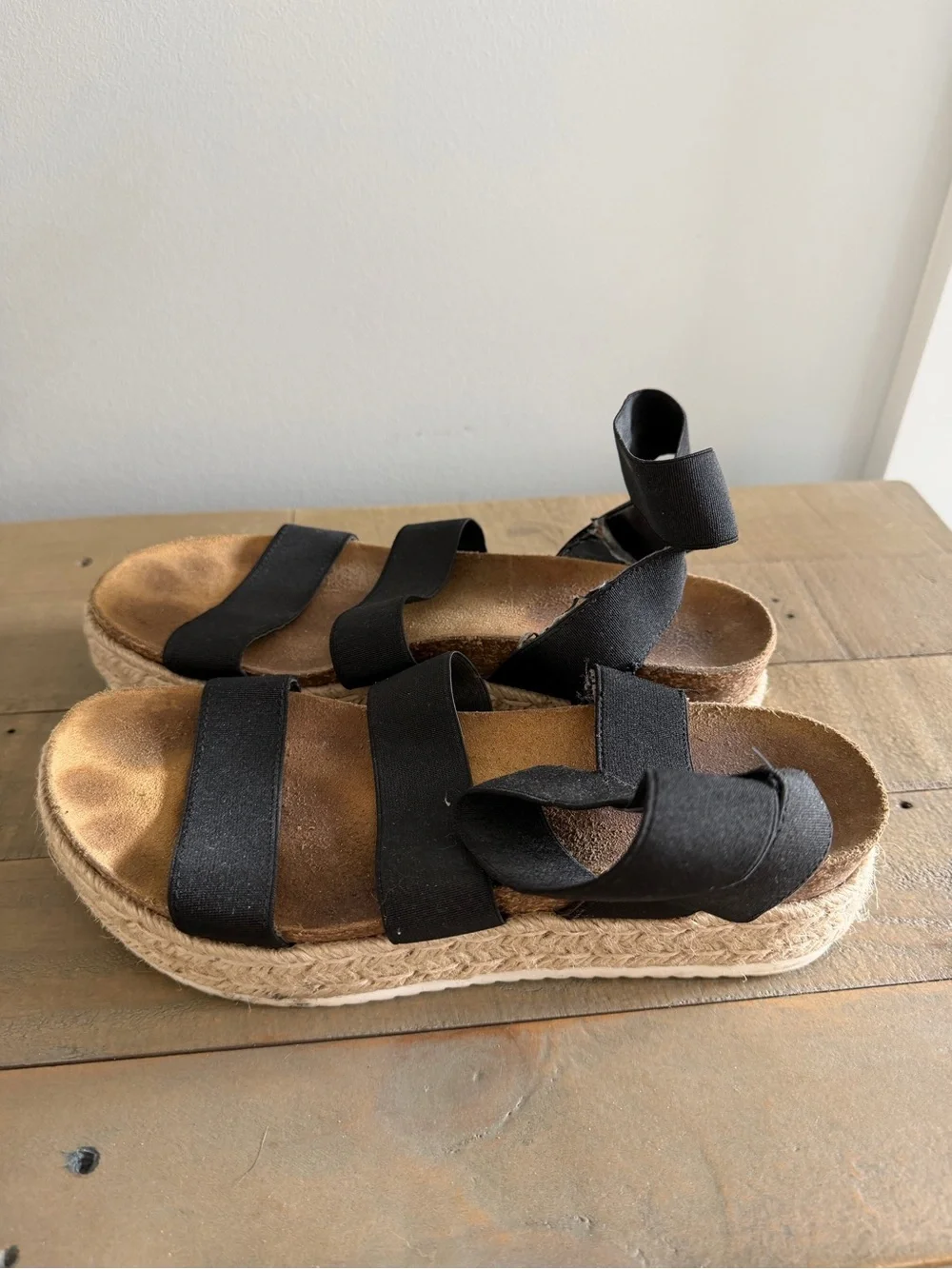 Black Espadrille Platform Sandals